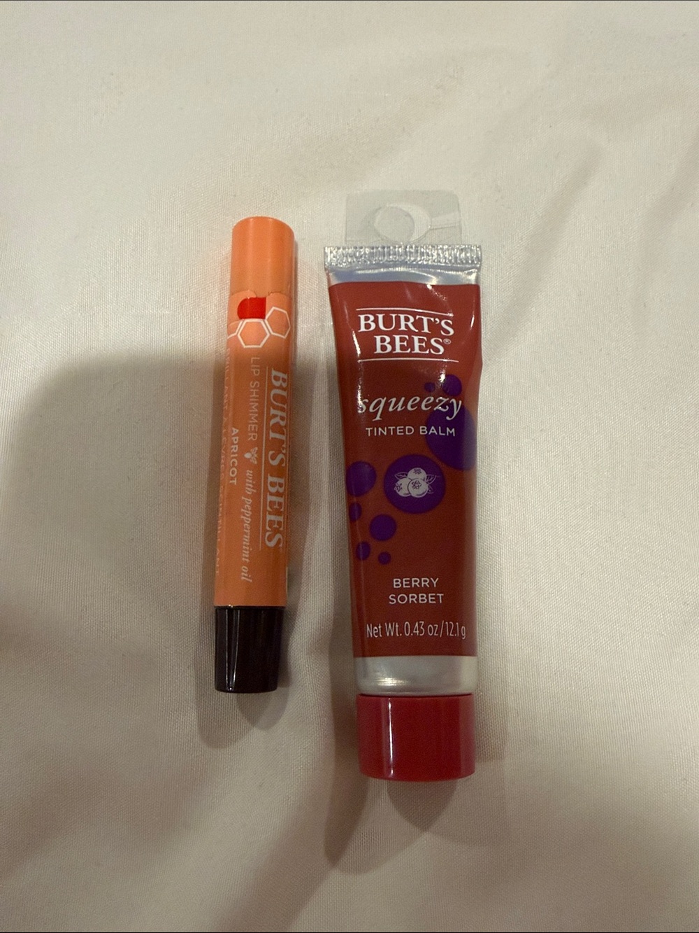Burt's Bees Apricot Lip Shimmer & Berry Sorbet Squeezy Tinted Balm